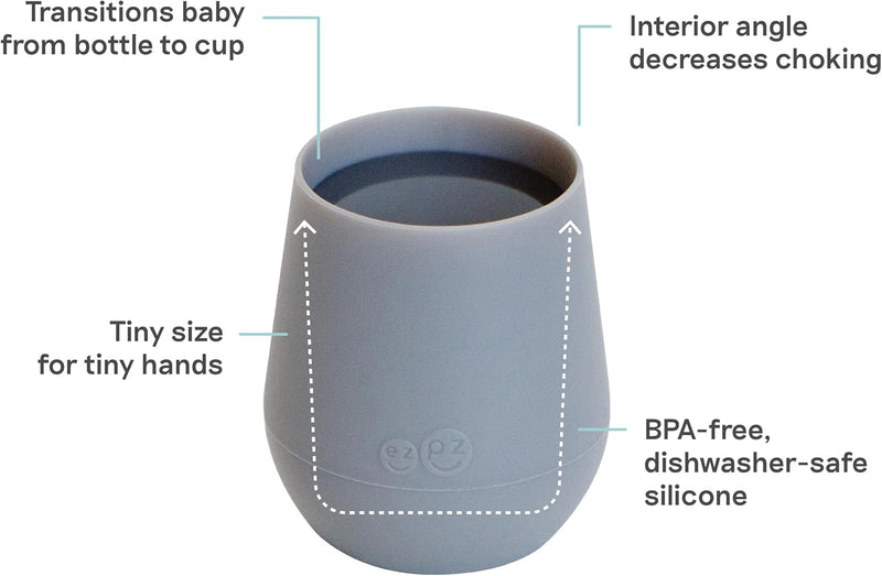 ez pz Ezpz Tiny Cup (Sage) - 100% Silicone Training Cup For Infants - Designed By A Pediatric Feeding Specialist - 4 Months+, EUtss001, Infants Training Cup