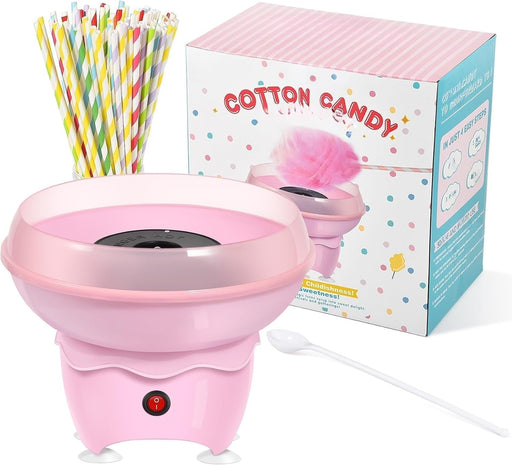 THE WHITE SHOP Cotton Candy Machine, Pink Vintage Candy Machine for Christmas Gifts, Family, Birthday Family Party, Includes Bamboo Sticks Sugar Sugar Spoon Colorful Sticks - Pink