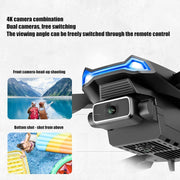 Silk Route - Drone with 4K HD Dual Camera, Smart Hover, WiFi FPV RC Quadcopter Gravity Sensor, One-Key Take-Off and Landing Return, Headless Mode, 2 Batteries Black