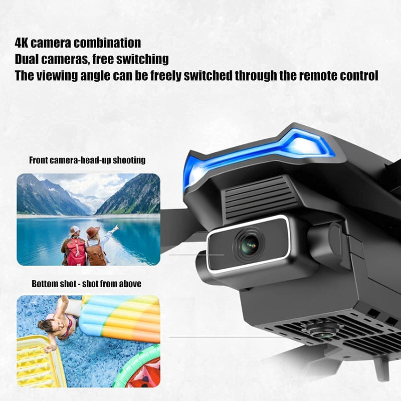 Silk Route - Drone with 4K HD Dual Camera, Smart Hover, WiFi FPV RC Quadcopter Gravity Sensor, One-Key Take-Off and Landing Return, Headless Mode, 2 Batteries Black