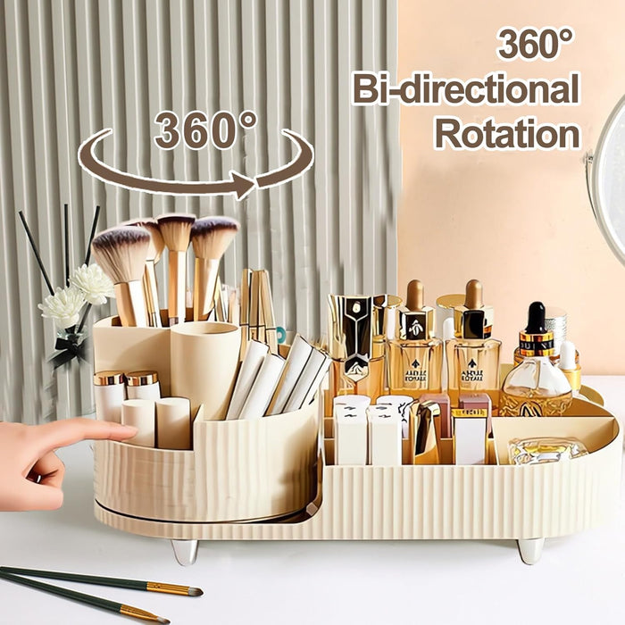 NBLE 360° Rotating Makeup Organizer,Cosmetic Display Case,Cosmetic Organizer Countertop,Makeup Brush Organizer,Vanity & Bathroom Organizer for Skincare, Perfume, Cosmetic, Beauty, Make up (White)