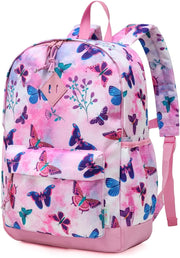 Kids Backpack for Boys, Girls Cute Backpack for School Children's Bookbag - Pink Butterflies