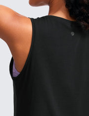 CRZ YOGA Women's Pima Cotton Loose Cropped Tank Tops Workout High Neck Sleeveless Athletic Gym Shirts