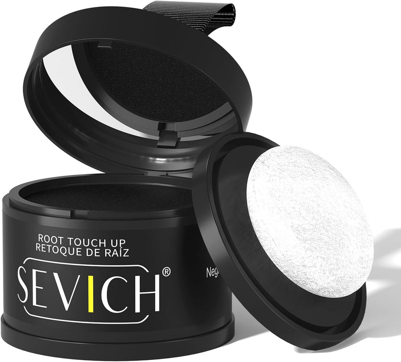 Sevich Hairline Powder - Root Touch Up Instantly Hair Color for Thinning Gray Coverage - Bald Spot Concealing Hair Powder for Women & Men - 48Hour Waterproof & Sweatproof - Dark Brown - 4g black