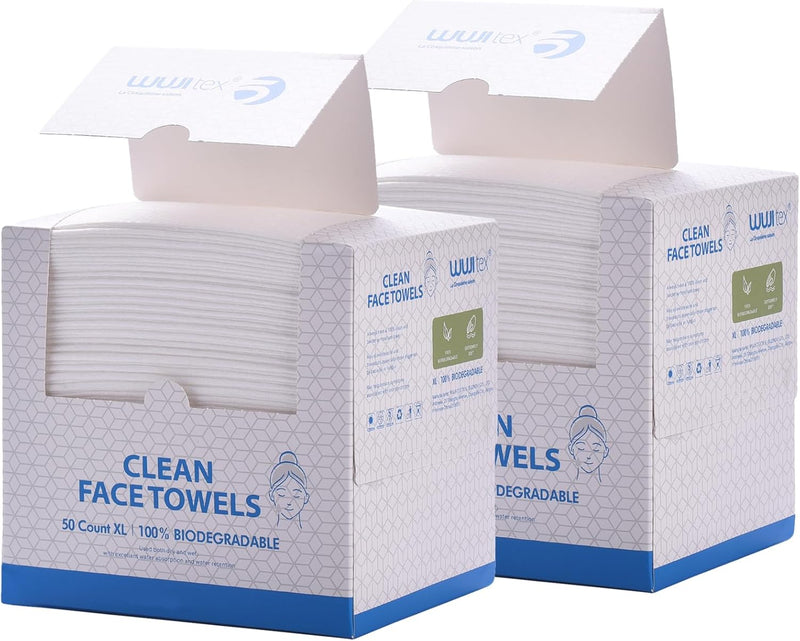 BIEWO Disposable Clean Face Towels, Cotton Face Towelette Soft Dry Wipes, Large Facial Cloths Simple Makeup Remover Wipes Thick Tissues for Sensitive Skin, 50 Ct, 1 Pack (1 PACK=50 COUNT)