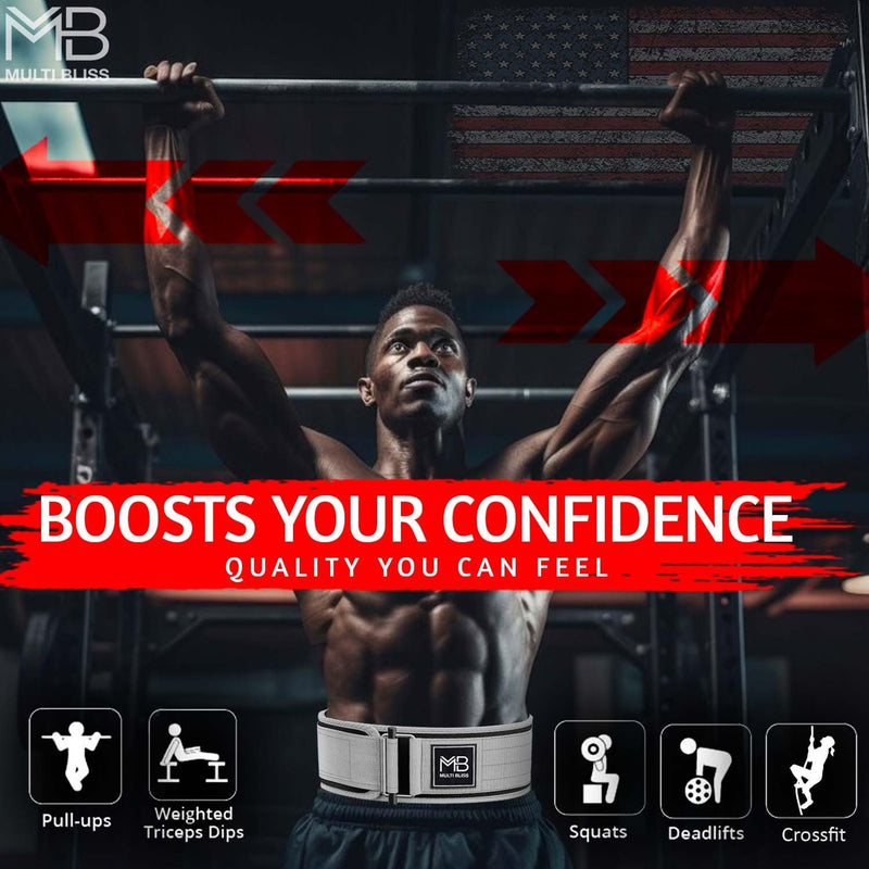 MULTI BLISS® Premium Quality Weight Lifting Gym Belt for Athletes, Olympic Training, Deadlift, Bodybuilding, WOD, Lifting Lumbar Support & Gym Workouts Belt for Men & Women (FreeGift Gym Keychain)