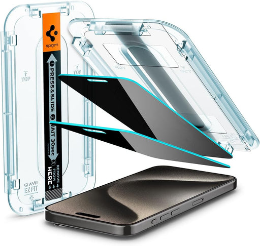 GLAStR EZ FIT PRIVACY 2 Pack designed for iPhone 15 Pro MAX Privacy Screen Protector Premium Tempered Glass with Auto Align technology - 2 PACK Anti-Spy, 9H Hardness Tempered Glass, Easy Installation Kit, Case-Friendly, Touch Responsive, Scratch Resistant