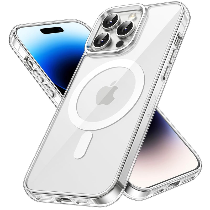 JETech Magnetic Case for iPhone 14 Pro Max 6.7-Inch Compatible with MagSafe Wireless Charging, Shockproof Phone Bumper Cover, Anti-Scratch Clear Back (Clear)