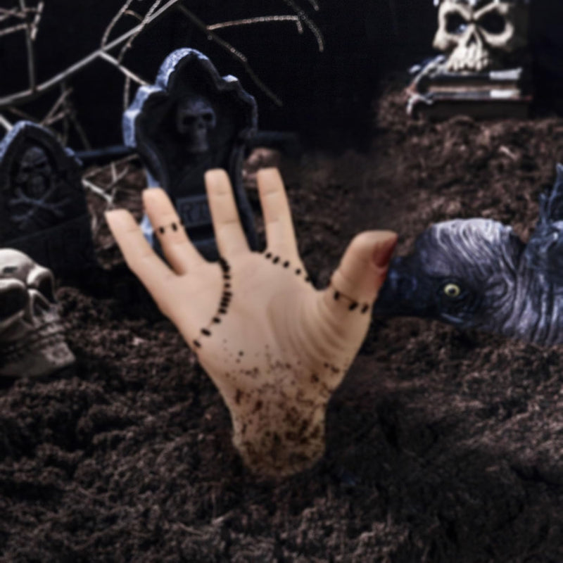 Halloween Hand Figurine with 2 Necklaces for Desktop Decor & Cosplay