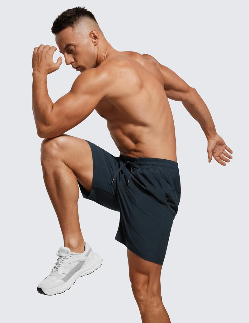 CRZ YOGA Men's Linerless Workout Shorts -9'' Quick Dry for Running Sports Athletic Gym with Pockets