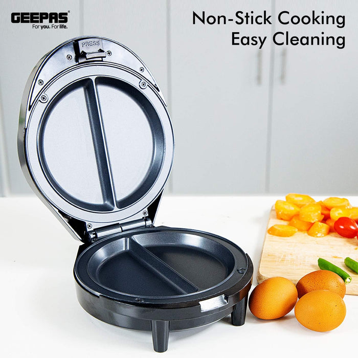 Geepas 1000W Omelette Maker – Dual Electric Non-Stick Egg Cooker – Automatic Temperature Control & Power Light – Multi Cooker for Omelettes, Fried, Poached & Scrambled Eggs – 2 Year Warranty