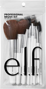 E.L.F. Professional Set Of 12 Brushes, Vegan MakEUp Tools, For Expert Blending, Contouring & Highlighting - black 12 Piece Set