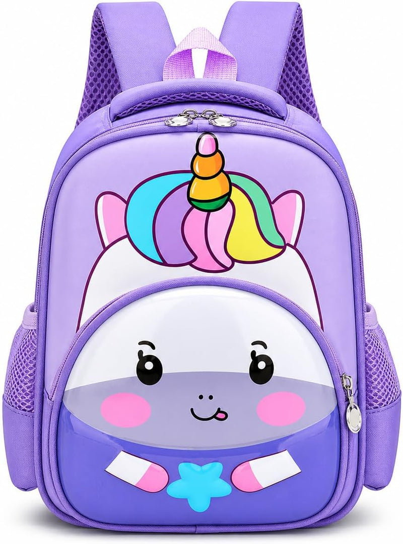 JZLIFE Kids' Backpacks,Kids' School Bags,Durable Lightweight Backpacks for Preschoolers with Cartoon Design, Waterproof Breathable Kindergarten Backpacks for Toddlers - Purple Unicorn