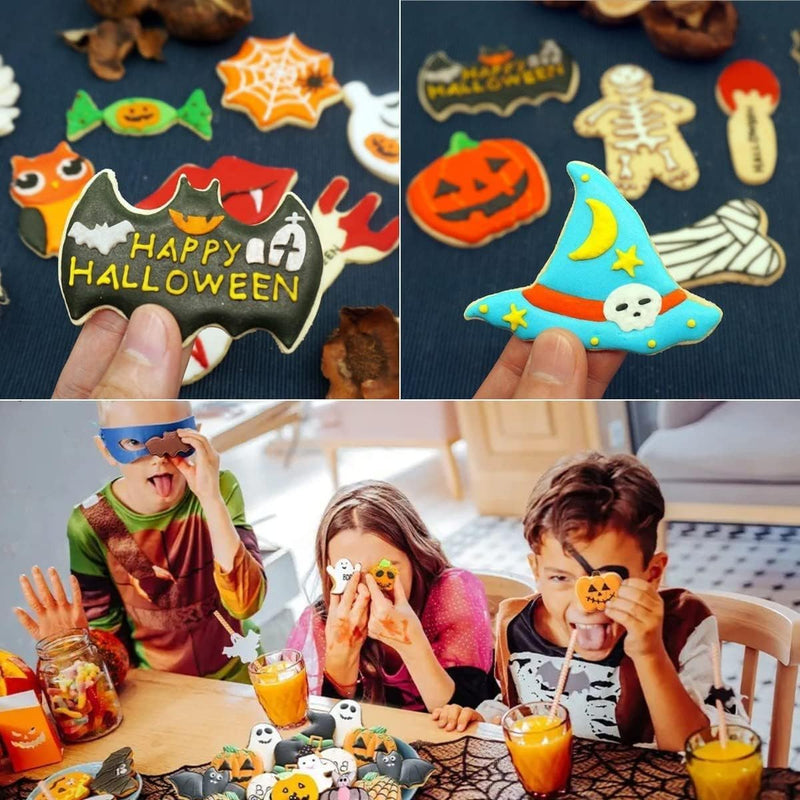 Christmas Cookie Cutters 12PCS Stainless Steel Baking Mould Kit Set, Pumpkin, Bat, Ghost, Cat, Witch shaped Halloween Party Supplies Decorations Treats