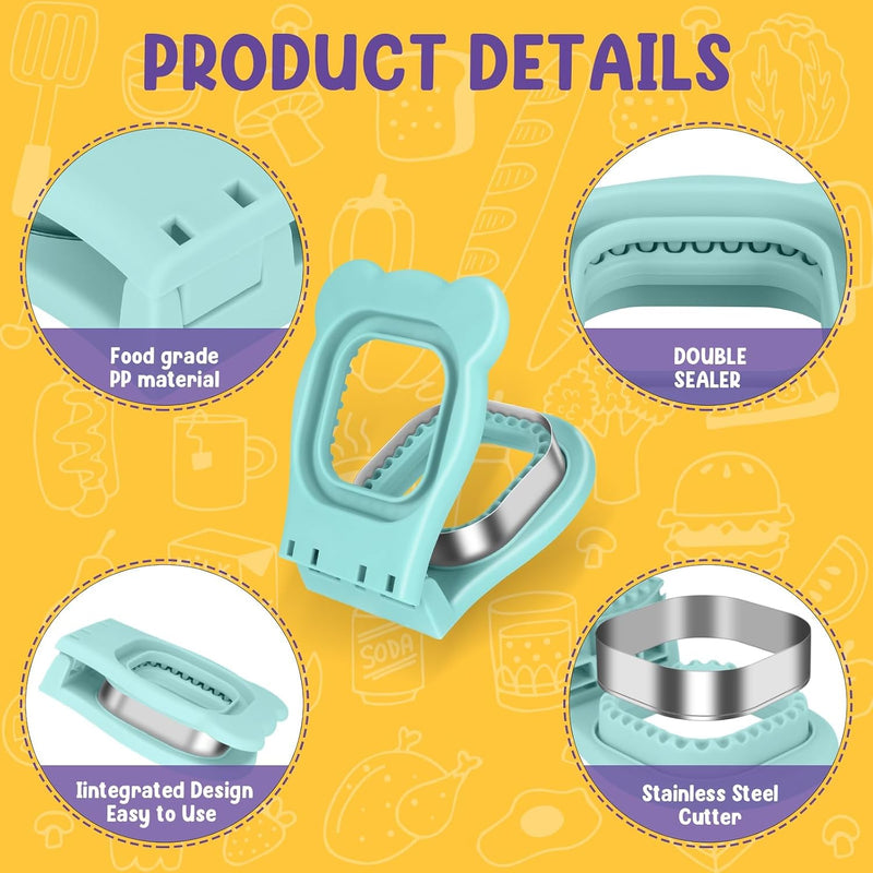 Uncrustable Sandwich Maker 2 Pack, Square and Circle Shape Sandwich Cutter and Sealer, Cookie Cutters, Perfect for Family Breakfast, PB&J, Lunch Box, Bento Box, Bread, Pies, Pancakes