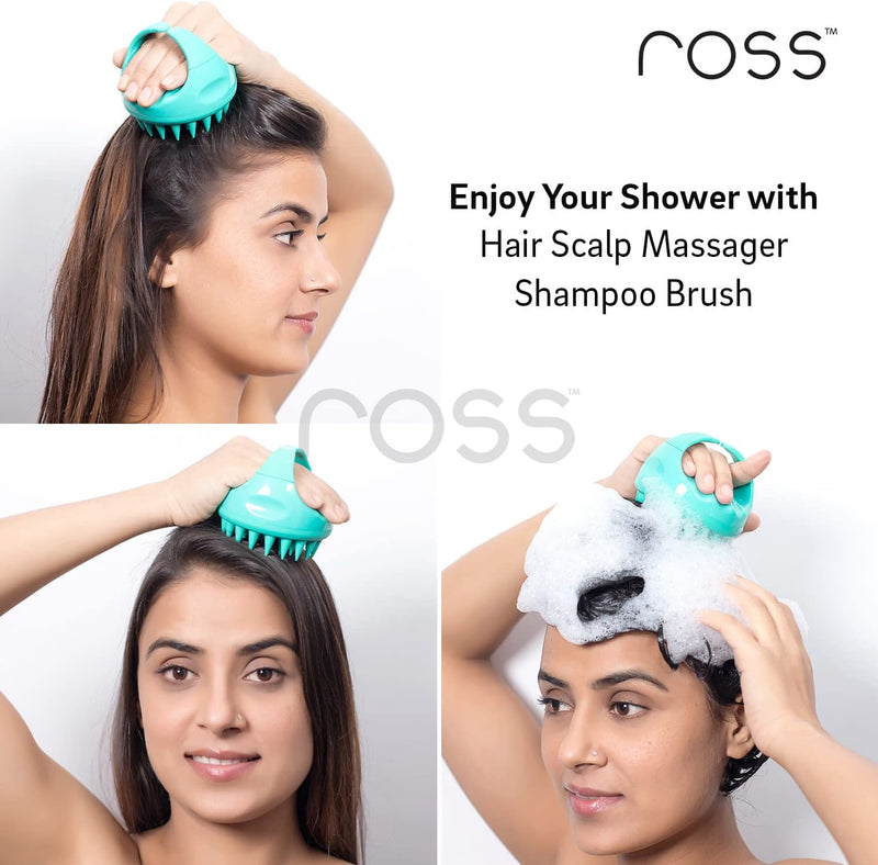 Ross Hair Scalp Massager Shampoo Brush with Soft Silicone Bristles (Black)