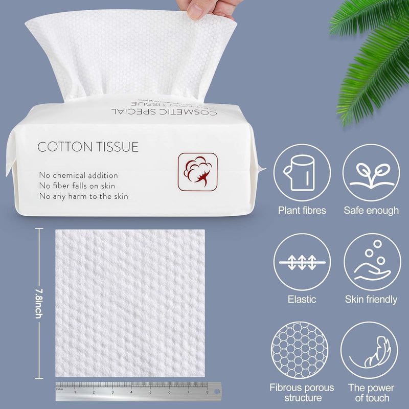Disposable Face Towels, Soft Cotton Cleansing Cloths, Dry Towelette for Makeup Removal and Skin Cleaning, Ideal for Office, Travel, and Personal Care, 100-Count
