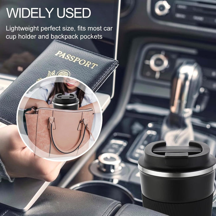 GEMFUL Travel Coffee Mug Stainless Steel Vacuum Ice and Hot Drinks Insulated Tumbler for Home Office Outdoor Works, 380ml, Pink