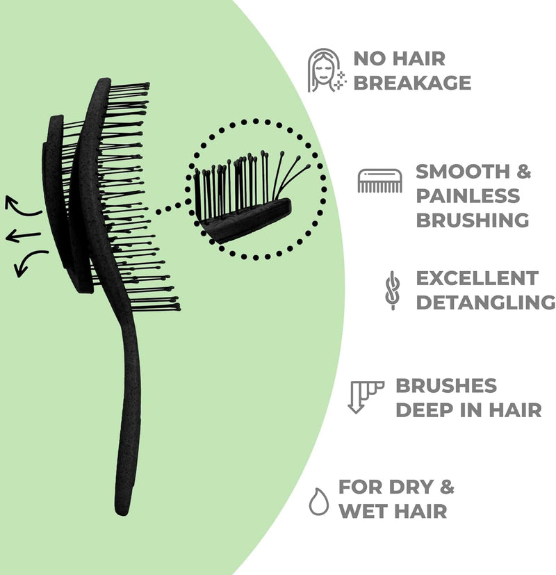 Ninabella Organic Detangling Hair Brush for Women, Men & Children - Does not Pull on Hair - Hair Straightening Brushes for Straight, Curly & Wet Hair - Unique Spiral Hairbrush, Rose Gold