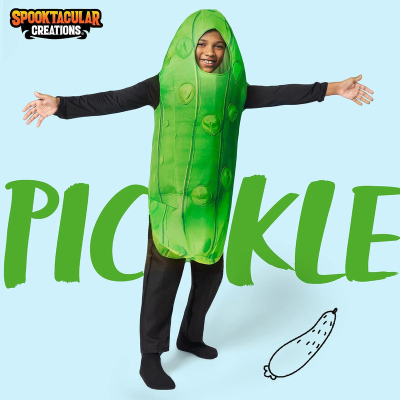 Spooktacular Creations Pickle Costume Kids, Food Themed Fruit Jumpsuit for Child Teens Halloween Dress Up Cosplay Party