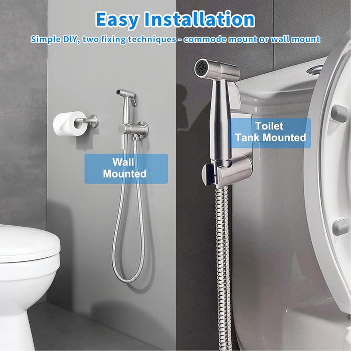 Yoawllty Bidet Sprayer Head, 2 Mode Stainless Steel Handheld Bidet Sprayer, Shattaf Cloth Bathroom Diaper Sprayer for Kitchen and Toilet Cleaning