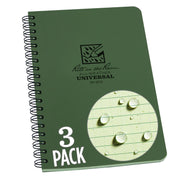 Rite in the Rain Weatherproof Side Spiral Notebook, 4.875" x 17.8 cm, Blue Cover, Universal Pattern (No. 273)", 1 pack - Pack Of 3 Green