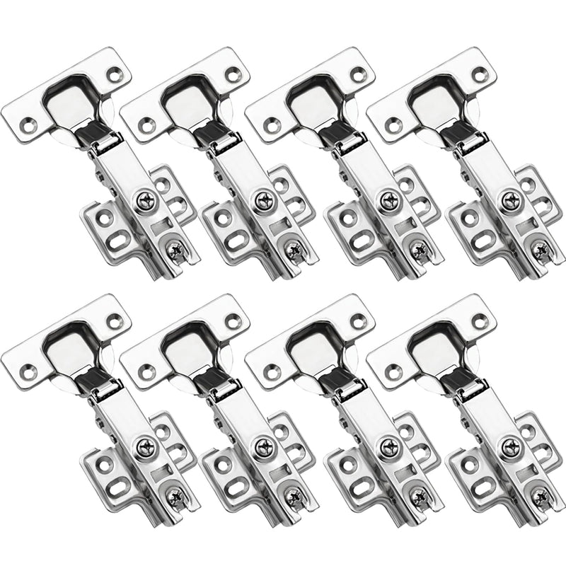 SOJITAS 8 Pcs Door Hinges for Kitchen, Bathroom and Cabinet Furniture Doors, Soft Close, Straight Cup 105°Opening, Full Overlay Cabinet Hinges, Removable and Adjustable with Screws