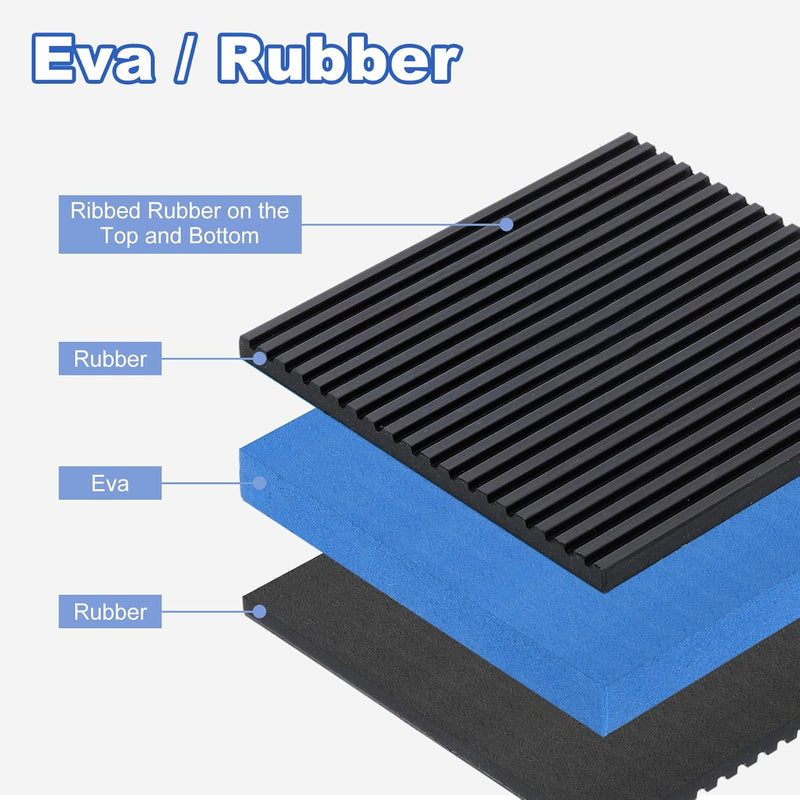 sourcing map 4pcs Anti Vibration Pads for Washing Machine, 5.91'' x 5.91'' x 7/8'' Vibration Damping Pads Sound Isolation Ribbed Rubber Mats with EVA Center Vibration Isolation Pads, Black/Blue