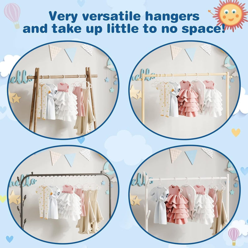 Benting 60PCS White Baby Nursery Wardrobe Hanger, Non-Slip Laundry Baby Pants Hanger for Newborn Clothes Gift, Ultra Thin Children's Hanger for Girls Boys Toddlers Kids