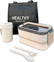 Bento Box, 4 Compartments Lunch Box For Kids and Adults, 1300ml Leakproof Food Container, for School, Work, Picnics, Microwave Safe, Dark Green - Apricot