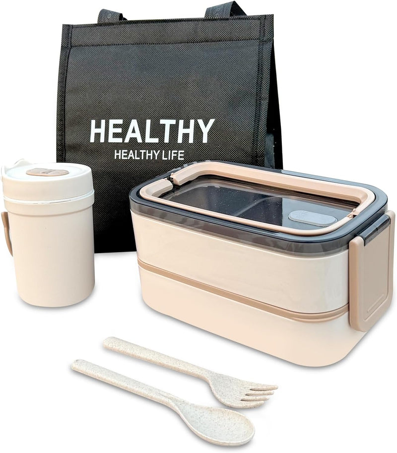 Bento Box, 4 Compartments Lunch Box For Kids and Adults, 1300ml Leakproof Food Container, for School, Work, Picnics, Microwave Safe, Dark Green - Apricot