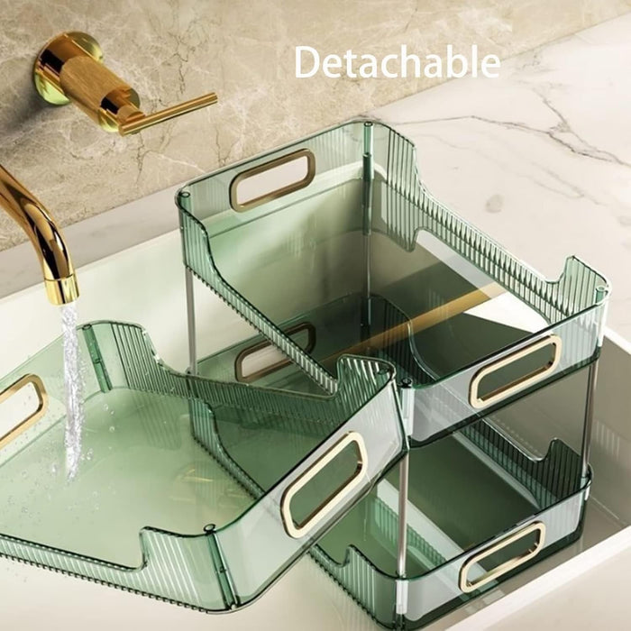 U-HOOME Bathroom Counter Organizer, Countertop Organizer and Storage,Bathroom Shelf Organizer,Cosmetics Skincare Shelf Organizer,Makeup Organizer Perfume for Dresser Vanity Tray, Spice Rack (Clean3)