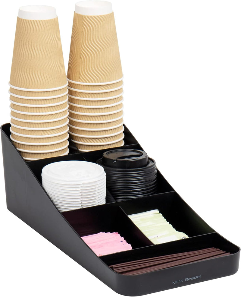 Mind Reader Coffee 7 Compartment Organizer, Black - Black