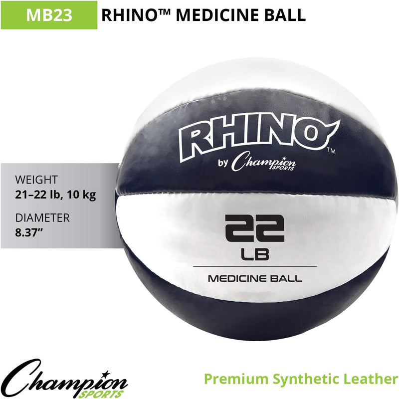 Champion Sports Exercise Medicine Balls, Leather with No-Slip Grip - Weighted Med Ball Set for Weight Training, Stability, Plyometrics, Cross Training, Core Strength - Multiple Styles