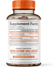 Liposomal Vitamin C Capsules (200 Pills 1500mg Buffered) High Absorption VIT C, Immune System & Collagen Booster, High Dose Fat Soluble Immunity Support Ascorbic Acid Supplement, Natural Vegan