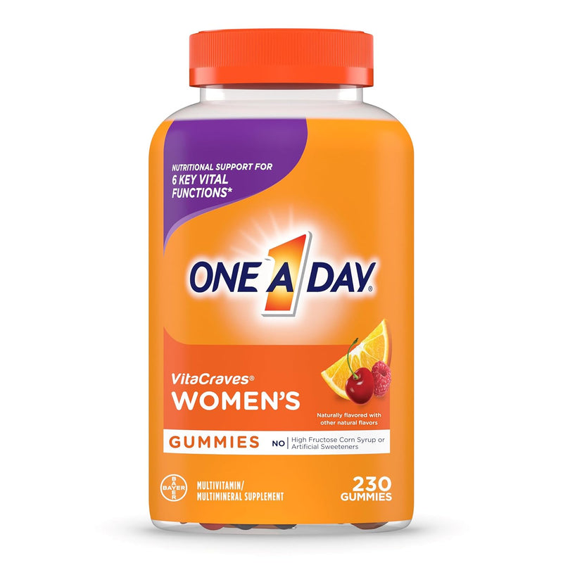 One A Day Womenâ€™s Multivitamin Gummies, Supplement with Vitamin A, Vitamin C, Vitamin D, Vitamin E and Zinc for Immune Health Support, Calcium & more, Orange, 230 count, Fruity