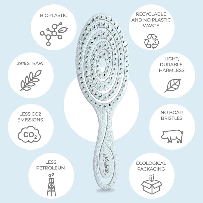 Ninabella Organic Detangling Hair Brush for Women, Men & Children - Does not Pull on Hair - Hair Straightening Brushes for Straight, Curly & Wet Hair - Unique Spiral Hairbrush, Rose Gold