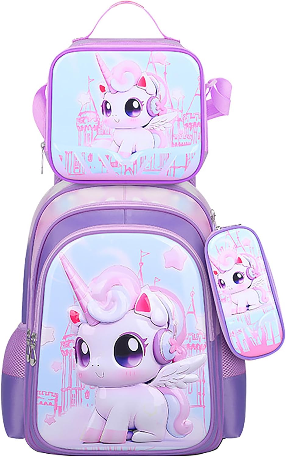 3PCS Kids Backpack for Boys Girls, 16 Inch Water Resistant Bookbag & Lunch Box & Pencil Case for Preschool Kindergarten Primary Junior Elementary School Teen Students (6-12 Age) – image 5