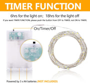 Fairy Lights Battery with Timer, 5m 50 LED Micro Wire Fairy String Lights with Timer Indoor Outdoor Lighting, Bedroom, Wedding Decor, Birthday Party Decoration (4 Packs, Warm White) - Warm White 4 Packs