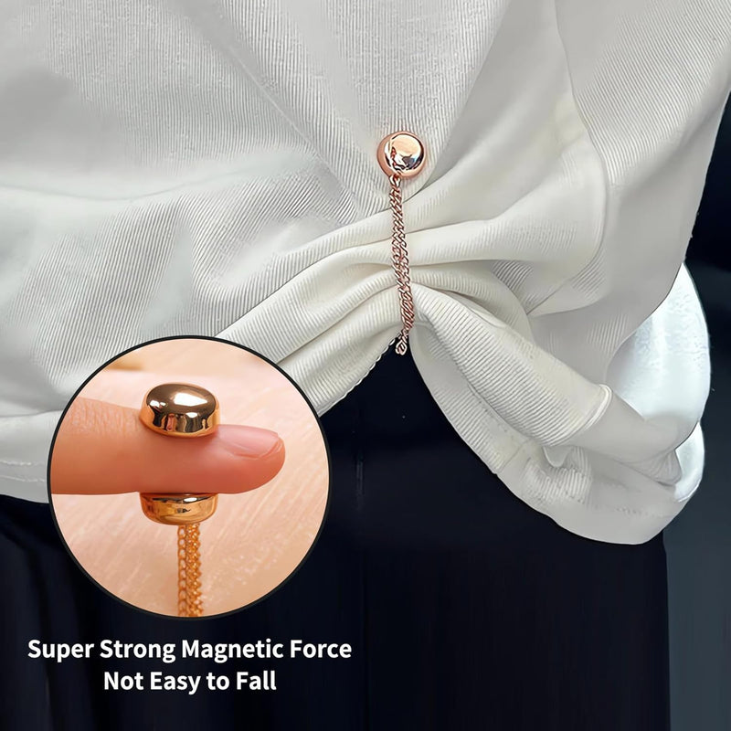 Magnetic Clothing Clips, Multi-Function Magnet Pin with Chain, Hijab Magnets & Clothing Brooch for Shirt Ties, Fabric Button Fastener – Versatile Clip for Shirts, and Fabrics(4pcs,Silver)