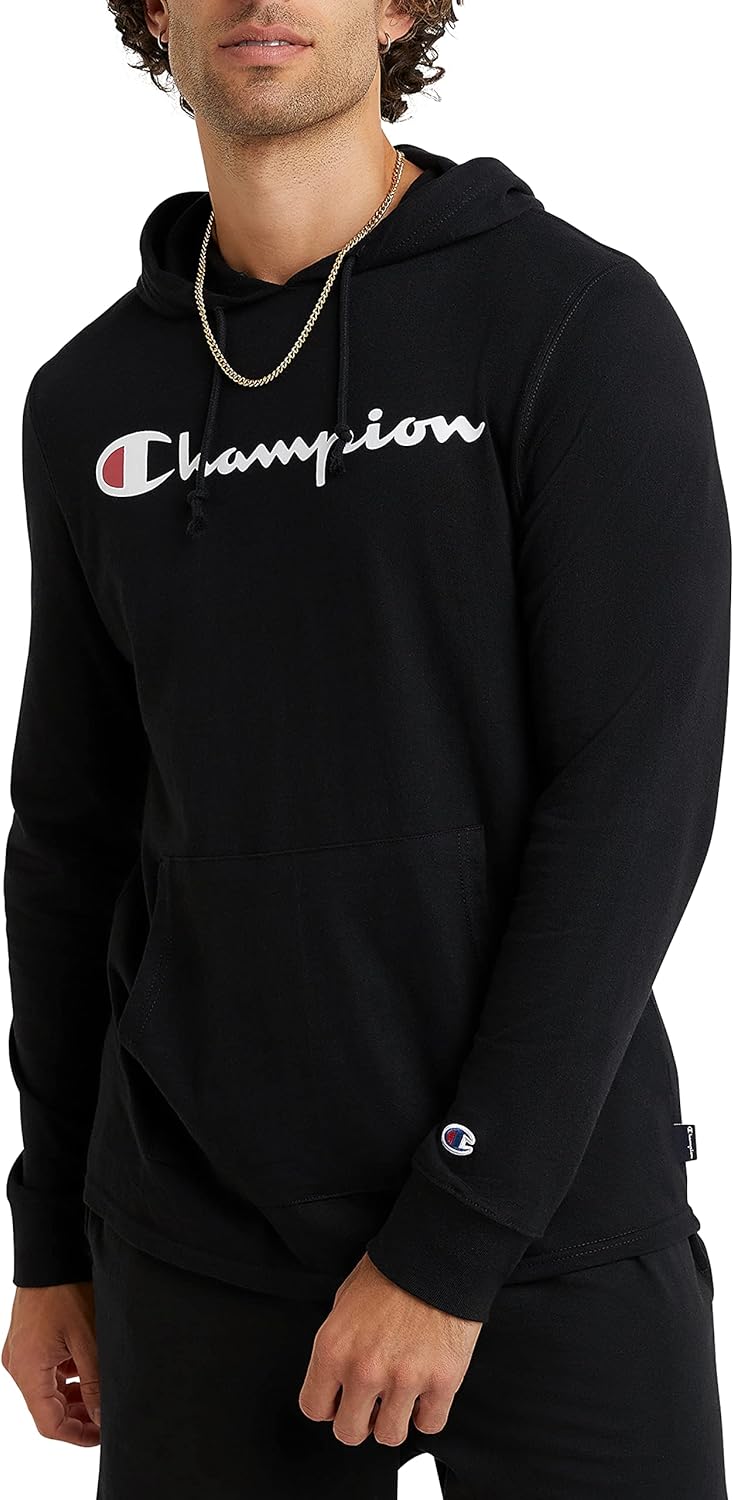 Men's, Midweight, Soft and Comfortable T-Shirt Hoodie - Black-549921