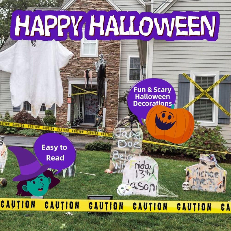 Tiokkss Halloween Caution Tape - Black and Yellow Hazard Warning Adhesive Barricade Tape for Outdoor Decorations and Zombie Party Props