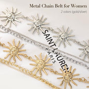 Azonee Womens Multilayer Gold Sun Chain Belt Western Cowgirl Waist Belt for Dresses & Jeans Adjustable Metal Body Chain for Country Concerts, Daily Wear Fashion Belly Jewelry Accessory