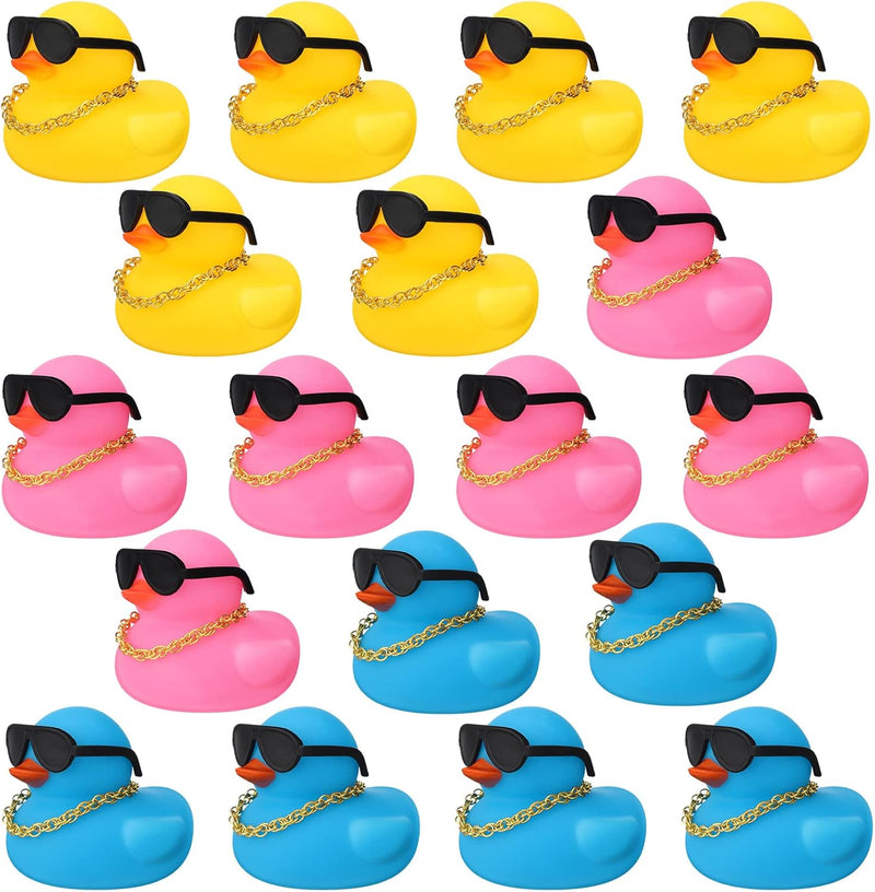 36 Pcs Mini Rubber Ducks Glow in The Dark Rubber Frogs Baby Shower Tiny Rubber Ducks Bulk, Float Bath Toys Bathtub Duckies Mini Frogs for Shower Birthday Party Favors Carnival Gift (Hat Style)