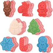 Sakolla (Set of 8) Christmas Cookie Cutters with Plunger Stamps Set, Gingerbread Boy/Girl Snowman Santa Claus Snowflake Christmas Tree Reindeer Cookie Cutters - Christmas