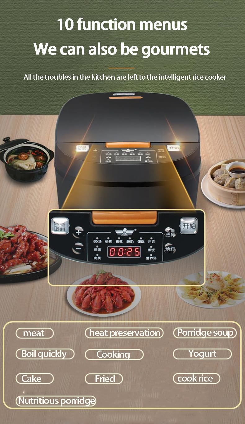 Shopit Electronics Rice Cooker,Electric Rice Cooker,5L Household Rice Cooker Intelligent Timing Appointment Heating Rice Cooker High-Fire Fast Cooking Multi-Function Rice Cooke