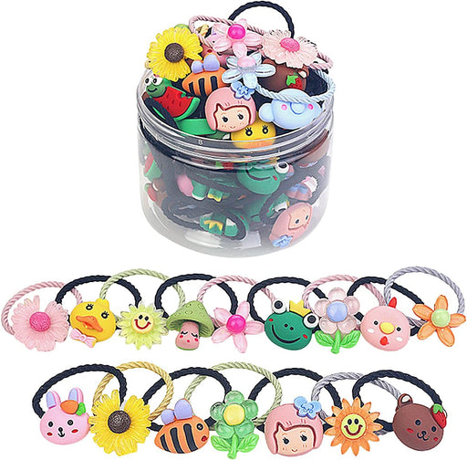 Shining Diva Fashion 20 pcs Combo Elastic Hair Bands Ties Accessories for Kids Baby Girls Women - 30 pc Combo Box of Flowers and Animals