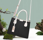 Purses and Handbags for Women Shoulder Tote Bags Top Handle Satchel C Black Beige, M