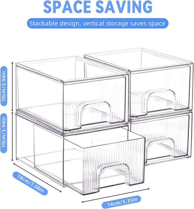 LENND Clear Makeup Organizer with Drawer, Acrylic Bathroom Supplies Storage Vanity, Plastic Storage Box, Perfume Organizer and Storages, Beauty Supplies, Home Under Sink, Kitchen Cabinets and Pantry