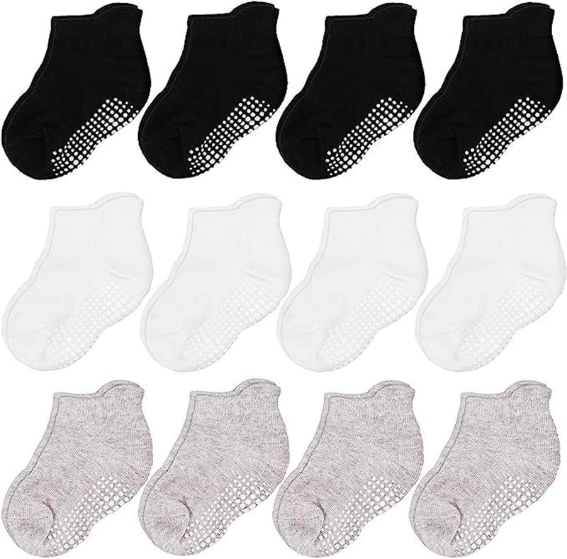 CozyWay Non-Slip Socks with Grippers - Ankle Style for Little Girls and Boys, Infants, Toddlers, Children